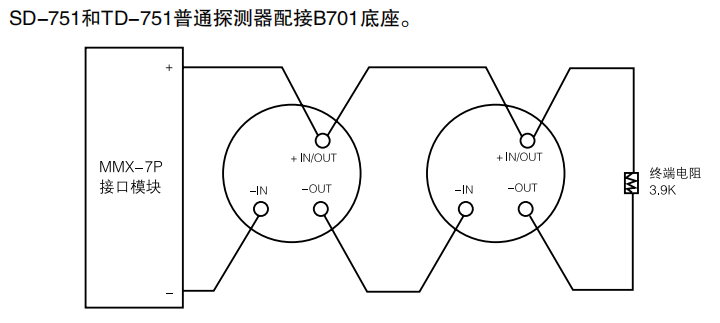 JTW-BCD-TD751普通非编址感温青海探测器接线图